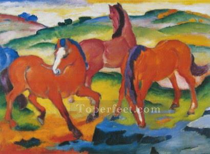 「大きな赤い馬」の抽象画フランツ・マルク油絵